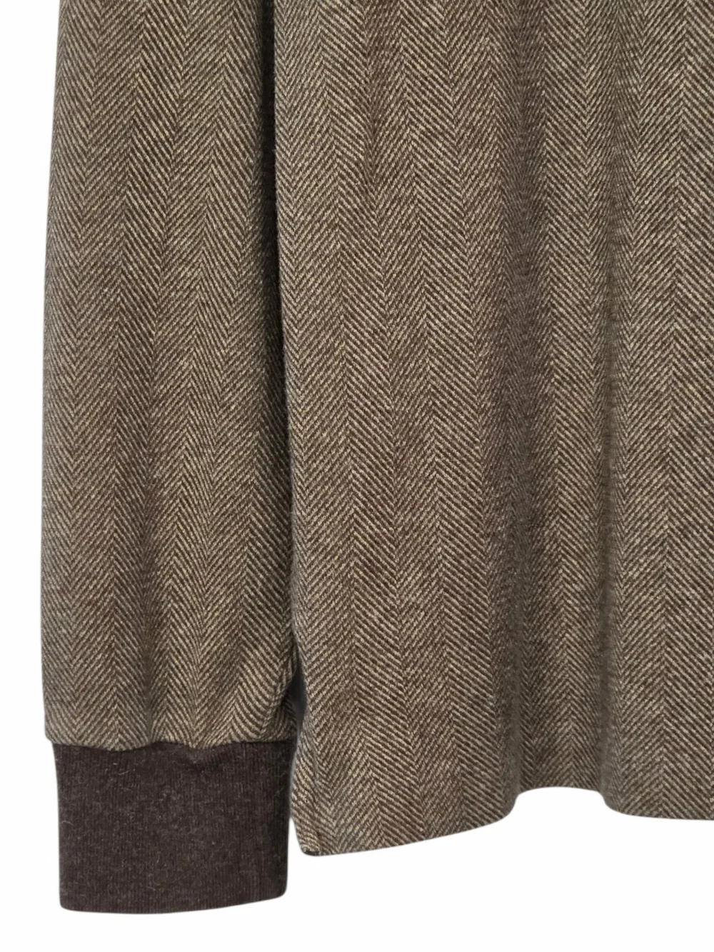 Polo Golf Ralph Lauren Men’s S Brown Herringbone Alpaca Blend 1/4 Zip